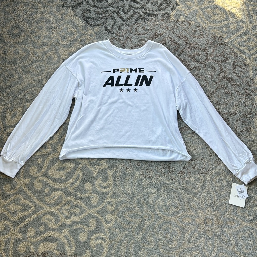 WEAR by Erin Andrews Coach Prime “All In” Long Sleeve T-Shirt White Various Size
